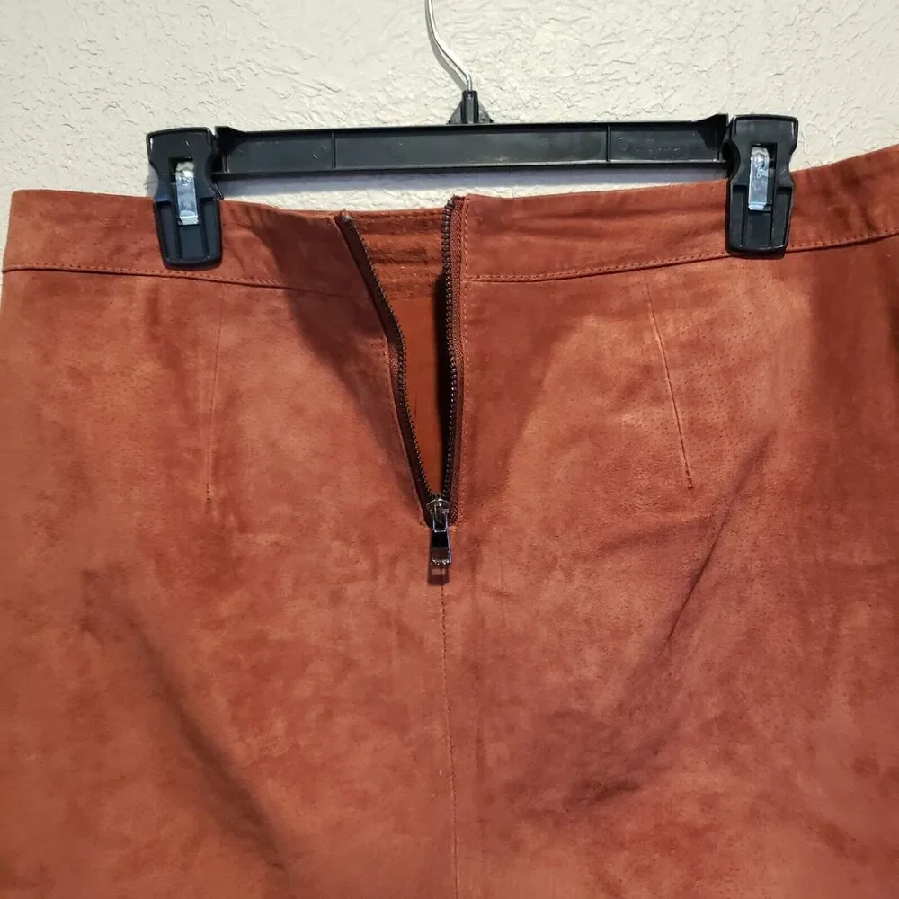 Willow & Clay Embroidered Mini Skirt Brown M Leather Floral Bohemian Lined